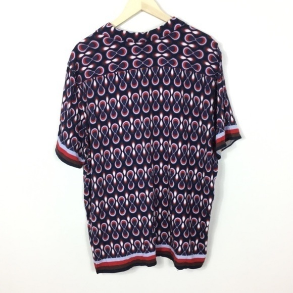 Simons dress shirt abstract print button up short sleeve beach XL - Picture 2 of 2